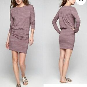 Athleta Beyond Soft Avenues Ruched Blouson T‎ Shirt Mini Dress Purple SZ S